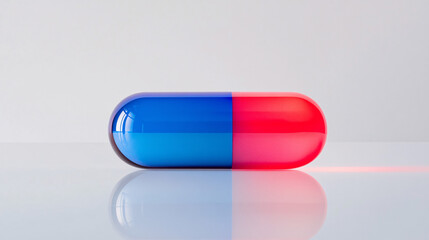 blue and red pill capsule on white background medical pharmacy health care medicine 3d render
