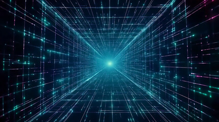 Digital Data Highway Perspective View with Light Speed and Futuristic Technology Information Stream