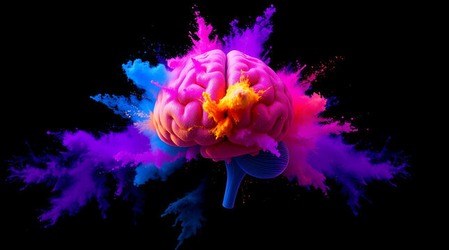 Concept art of a human brain exploding with knowledge and creativity. generative ai