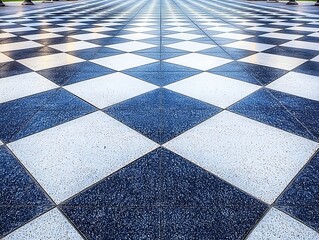 Blue and White Checkered Pavement