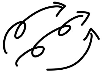 黒の手描きの曲がる矢印セット