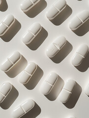 Pills laying on white background 