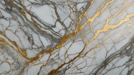 Realistic White Marble Texture with Golden and Gray Veining
