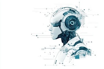 Futuristic robotic head design with digital circuit patterns showcasing advanced technology