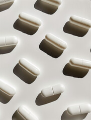 Pills laying on white background 