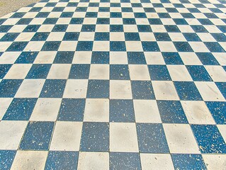 Distressed Checkerboard Floor Tiles