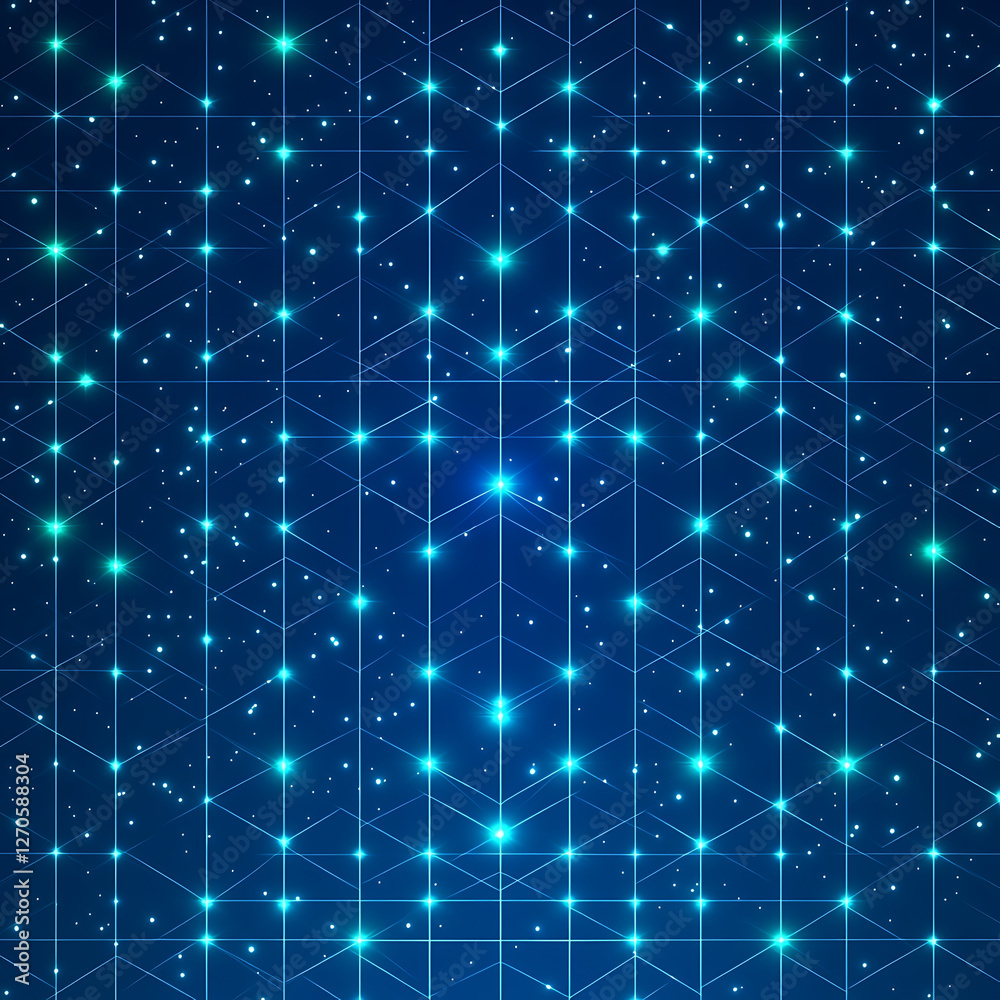 Poster digital network abstract background with connected dots and lines in a geometric pattern