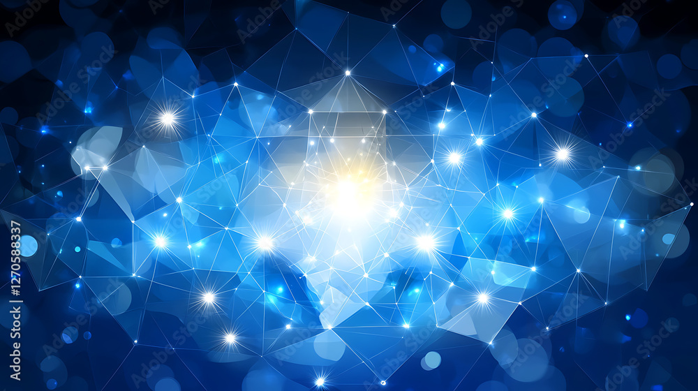 Poster digital network abstract background with glowing points and lines technology connection concept