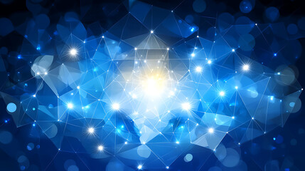 Fototapeta premium Digital Network Abstract Background with Glowing Points and Lines Technology Connection Concept