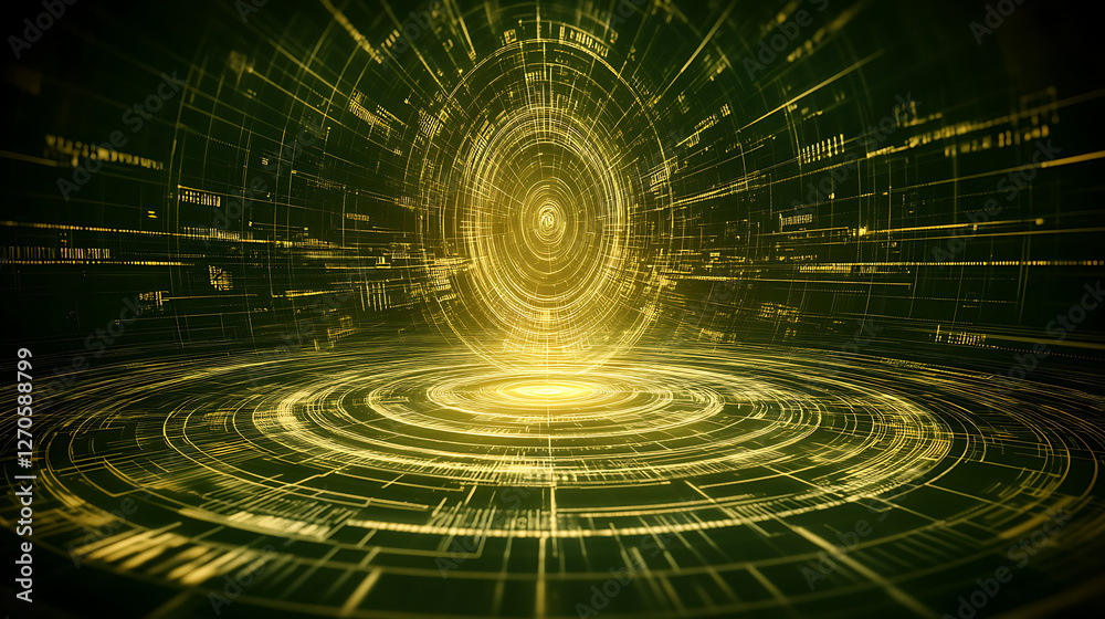Poster digital nexus technology sphere connection innovation virtual network interface and future design