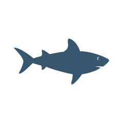 A Simple Blue Shark Silhouette Icon for Ocean Life Graphics