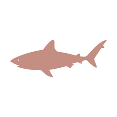 A Simple Illustration of a Pink Shark Silhouette Against a White Background
