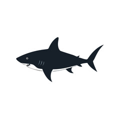 A Simple Silhouette Illustration of a Great White Shark Swimming in the Ocean
