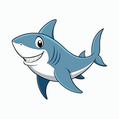 A Happy Cartoon Shark Swimming in the Ocean Depths