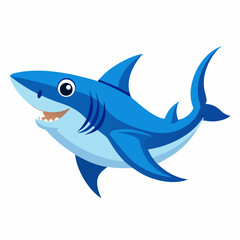 A Happy Cartoon Shark Swimming in the Ocean Depths