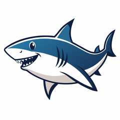 Adorable Cartoon Shark Illustration White Background Happy Smiling Friendly Ocean Animal