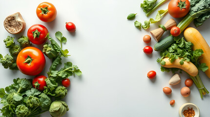 vegetables on a white background. Generative AI 
