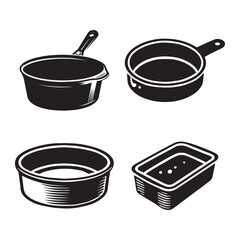 "Detailed Vector Art Featuring the Cake Pan Silhouette Isolated on White Background"