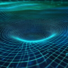 Distorted Grid Depicting Gravity Well and Spacetime Curvature Demonstrating Gravitational Influence
