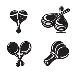 High-Quality Vector Silhouette of Castanets on White Background