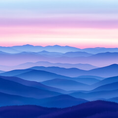 Obraz premium Dreamy Blue Ridge Mountains at Dusk Serene Gradient Landscape with Subtle Pastel Sky Colors
