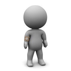3D Character with a Bandage on His Arm