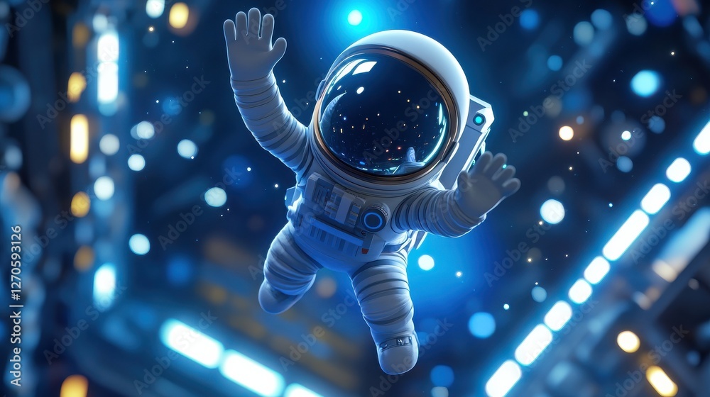 Wall mural astronaut in space floating among stars and cosmic lights