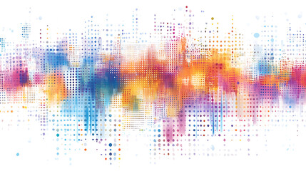 Dynamic Abstract Digital Gradient of Colorful Dots and Squares in a Vibrant Composition