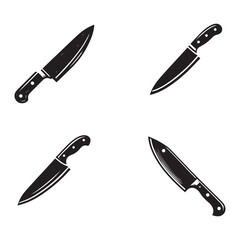 High-Quality Vector Silhouette of a Chef Knife on White Background