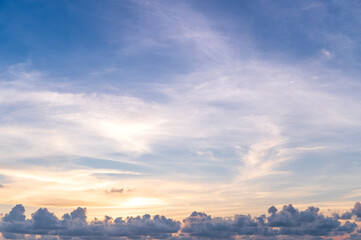 sunset or sunrise seascape on koh Lipe isaland with gold lighting sunset sky background