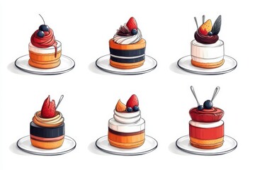Elegant display of assorted pastries featuring fruits and cream in a bakery setting at midday
