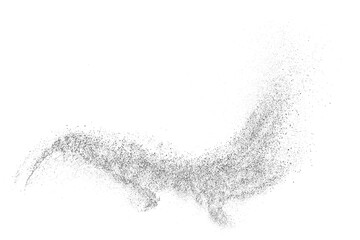 Black grainy texture. Abstract dust overlay. Grain noise. Black explosion on transparent background. Splash water effect. PNG format.