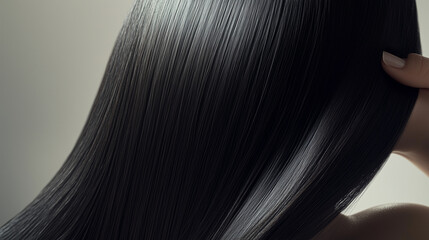 艶のある黒髪のアップ写真