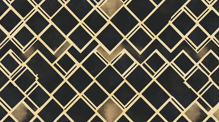 Elegant Black and Gold Geometric Art Deco Pattern Design for Modern Textiles and Interiors Decoration
