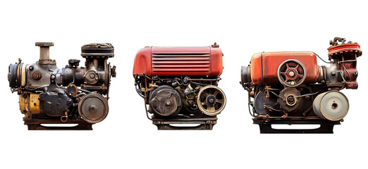 Vintage Industrial Engines Powerful Machinery Red Metal Parts old iron motor rusty retro  