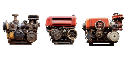 Vintage Industrial Engines Powerful Machinery Red Metal Parts old iron motor rusty retro  