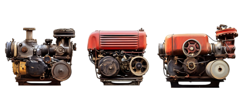 Vintage Industrial Engines Powerful Machinery Red Metal Parts old iron motor rusty retro  