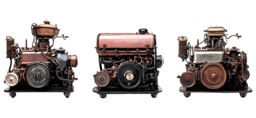 Vintage Engine Collection Detailed Models Industrial Design old gear metal black parts    