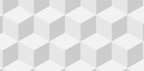 Obraz premium Minimal modern cubes geometric tile and mosaic wall grid backdrop hexagon technology wallpaper background. White and gray block cube structure backdrop grid triangle texture vintage design. 