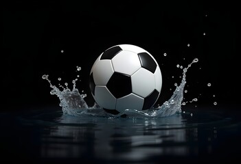 Naklejka premium 3D illustration soccer ball with splashes 