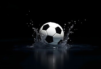 Fototapeta premium 3D illustration soccer ball with splashes 