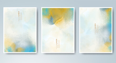 Set of bright colorful vector watercolor background. Design for your date, postcard, banner, logo. 