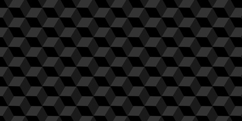Minimal modern cubes geometric tile and mosaic wall grid backdrop hexagon technology wallpaper background. Black block cube structure grid triangle texture vintage design.	
