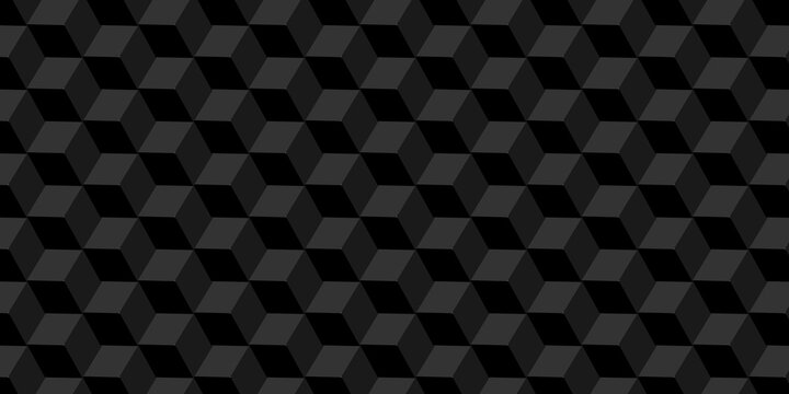 Minimal modern cubes geometric tile and mosaic wall grid backdrop hexagon technology wallpaper background. Black block cube structure grid triangle texture vintage design.	
