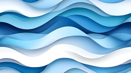 The image contains an abstract pattern of layered, wavy lines in shades of blue and white, creating a visually appealing and calming effect.