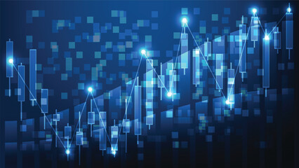 Fototapeta premium business finance background. graphic candlesticks stock market trend with bar chart
