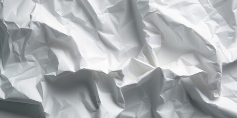 Fototapeta premium White crumpled paper forming an abstract background with intriguing shapes and shadows