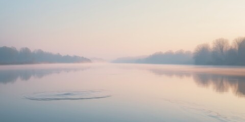 Fototapeta premium Serene Reflections on a Calm River at Sunrise