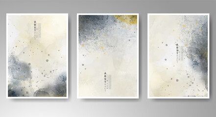 Set of bright colorful vector watercolor background. Design for your date, postcard, banner, logo. 