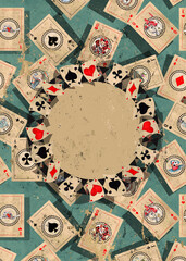 Alice in Wonderland  vintage style original hand drawn  playing cards frame
